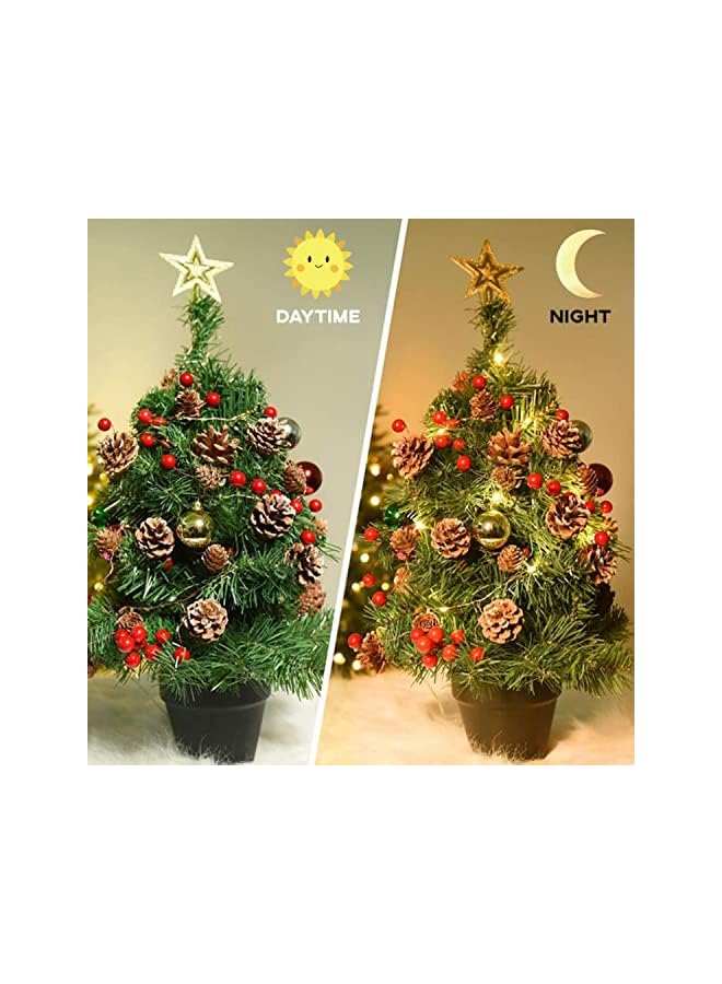 The Bros أضواء خيوط الصنوبر لعيد الميلاد بطول 6.56 قدم، 20 LED إبر صنوبر مع توت أحمر وزينة صنوبر، ديكور داخلي وخارجي لعيد الميلاد ورأس السنة، تعمل بالبطارية - Image 5