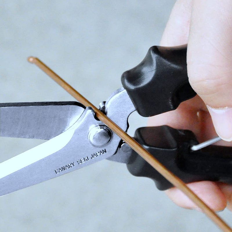 CANARY Heavy Duty Scissors with Wire Cutter 8.5" All Purpose Industrial Hand Shears for Metal, Wire, Cardboard, Leather, Rubber, Spring Loaded Handle, Japanese Stainless Steel Blade, Made in JAPAN - Image 4