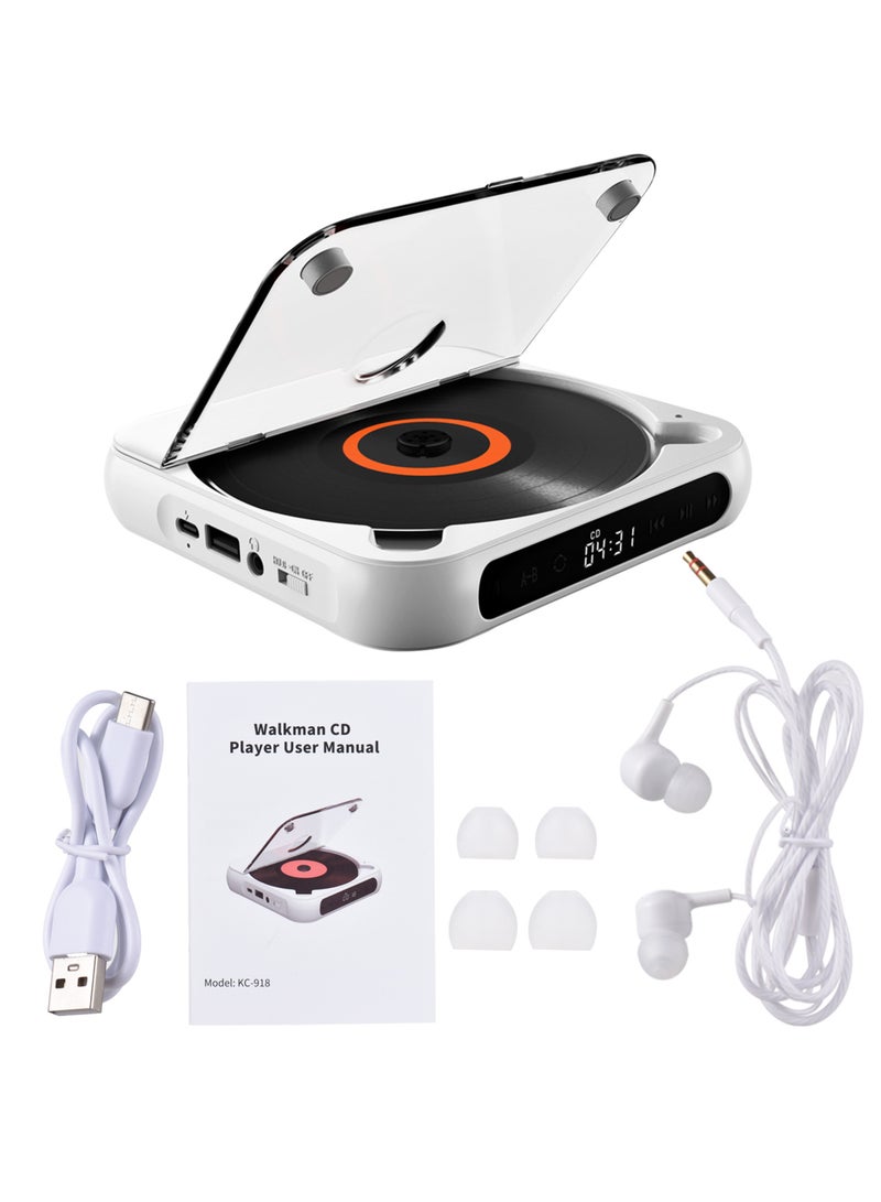 BT5.1 CD Player Portable Music Player FM Radio Desktop CD Runner with Dustproof Cover LED Display 6 Modes A-B Repeat Timer Remote Control - Image 2