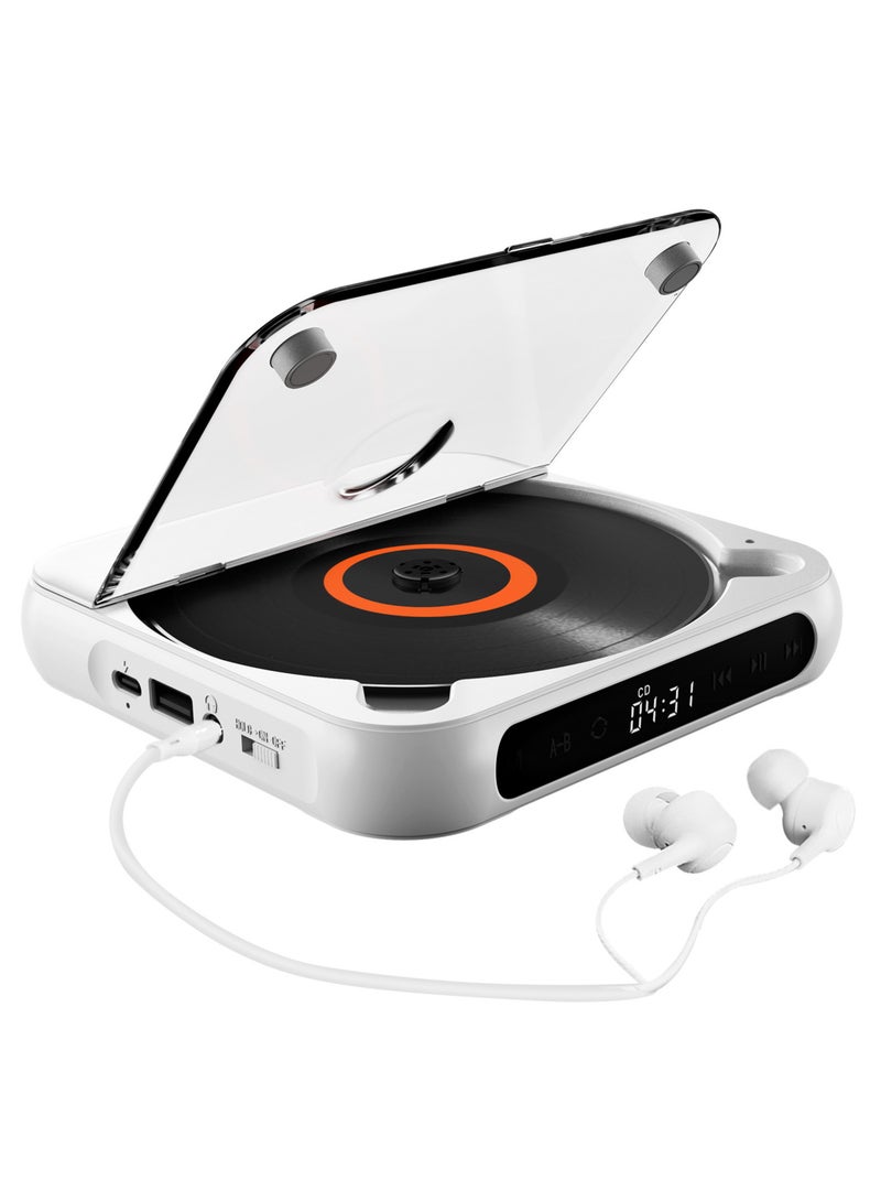 BT5.1 CD Player Portable Music Player FM Radio Desktop CD Runner with Dustproof Cover LED Display 6 Modes A-B Repeat Timer Remote Control - Image 1