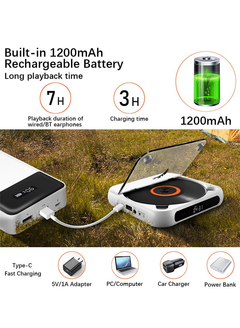 BT5.1 CD Player Portable Music Player FM Radio Desktop CD Runner with Dustproof Cover LED Display 6 Modes A-B Repeat Timer Remote Control - Image 5