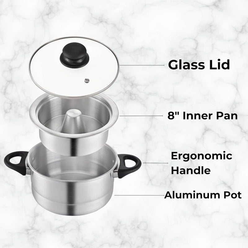 Arroyo Alunimun Flan Maker Double Boiler with Glass Lid 1.6 Liters/Baño de Maria - Image 2