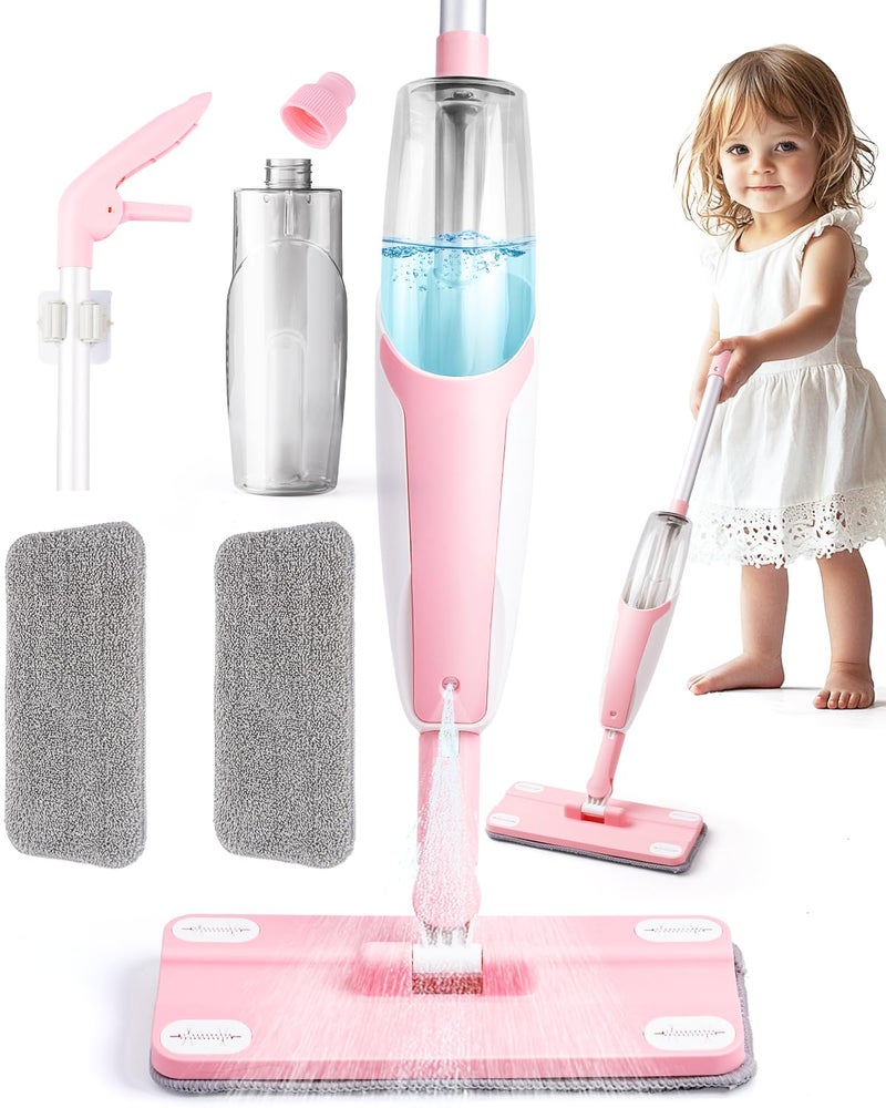 Yeeammk Pink Mini Spray Mop for ToddlerGirls Montessori Cleaning Toy that Real Spray WaterPretend Playhouse Essentials for Girls Ages 38Toddler Educational Housekeeping Set - Image 2
