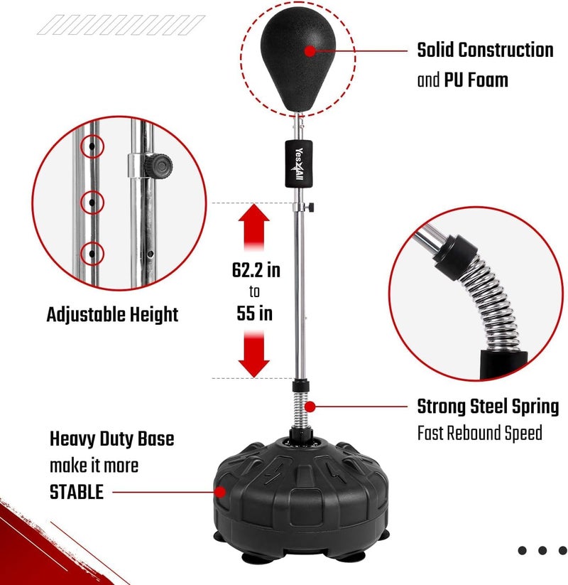 Yes4All حقيبة ملاكمة مثبتة من Yes4All مع قاعدة قابلة للتعديل ارتفاع معدات MMA مع كرة سرعة رد الفعل من جلد PU لصالة الألعاب الرياضية المنزلية - Image 2