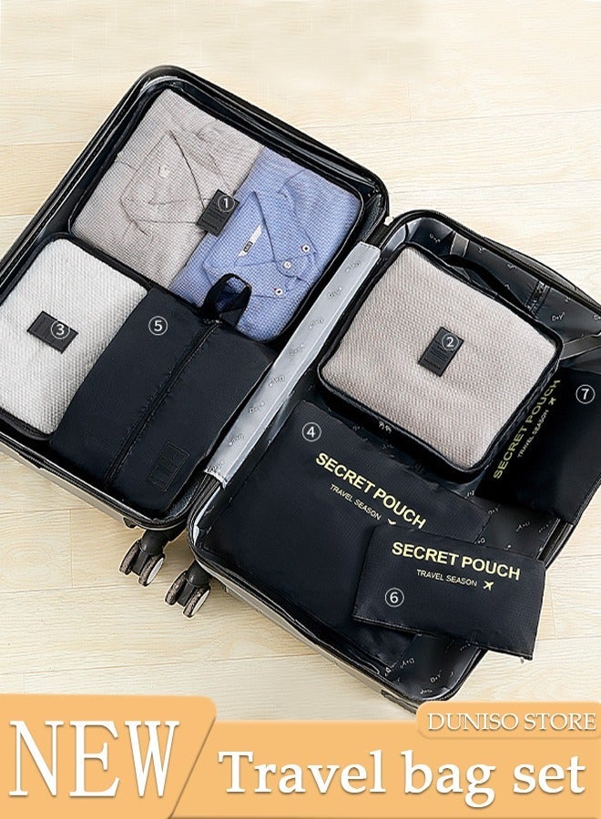 DUNISO 7PCS Travel Storage Bag Set Multi-functional Clothing Sorting Packages Travel Packing Compression Pouche Luggage Organizer Pouch for Moving Traveling - Image 1