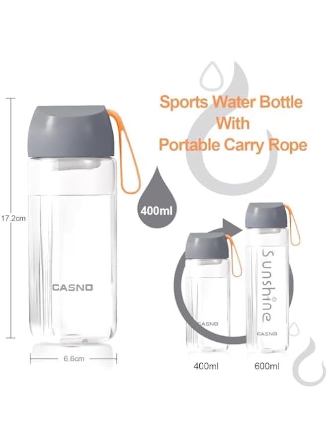 هوكور زجاجة مياه بلاستيك بتصميم مانع للتسرب مع فلتر مدمج وفتحة واسعة ومقبض لسهولة الحمل وسعة مثالية لمكعبات الثلج للاستخدام في الصالات الرياضية والأنشطة الخارجية من بايبي، لون رمادي، حجم 400 مل - Image 2