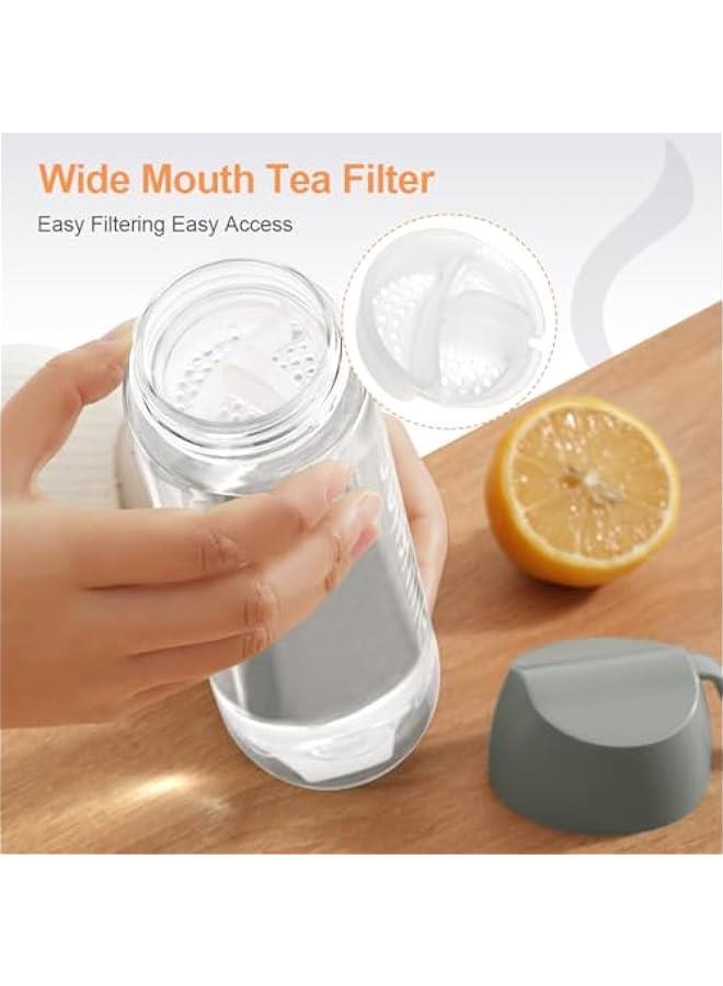 هوكور زجاجة مياه بلاستيك بتصميم مانع للتسرب مع فلتر مدمج وفتحة واسعة ومقبض لسهولة الحمل وسعة مثالية لمكعبات الثلج للاستخدام في الصالات الرياضية والأنشطة الخارجية من بايبي، لون رمادي، حجم 400 مل - Image 4