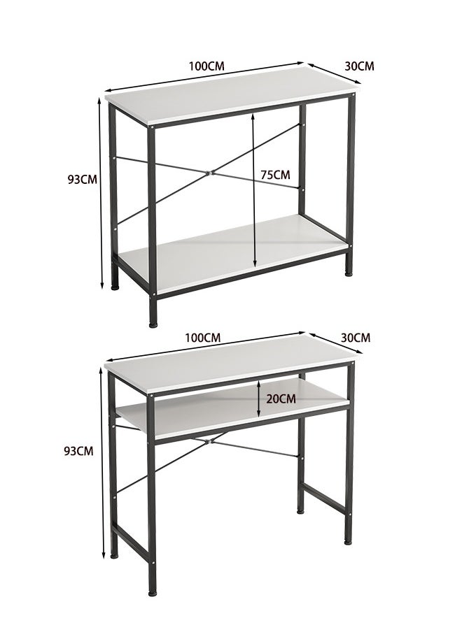 Shofenkei - Narrow Console Table, 2 Tier Small Entryway Table, Sofa Table with 2 Support Bar, Couch Table, Thin Side Table, Display Table for Living Room, Hallway, Bedroom, Foyer, 100 L*30W*93H - Image 1