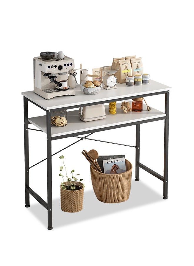 Shofenkei - Narrow Console Table, 2 Tier Small Entryway Table, Sofa Table with 2 Support Bar, Couch Table, Thin Side Table, Display Table for Living Room, Hallway, Bedroom, Foyer, 100 L*30W*93H - Image 1