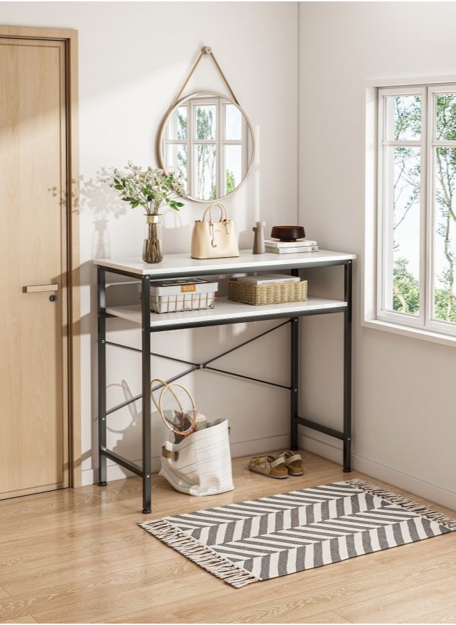 Shofenkei - Narrow Console Table, 2 Tier Small Entryway Table, Sofa Table with 2 Support Bar, Couch Table, Thin Side Table, Display Table for Living Room, Hallway, Bedroom, Foyer, 100 L*30W*93H - Image 1