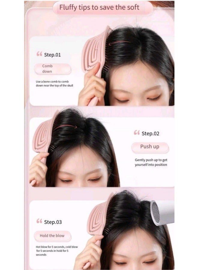 إسكدنيا مشط شعر مجوف مشط تدليك لتصفيف الشعر المجعد مشط رقيق باللون الوردي - Image 3