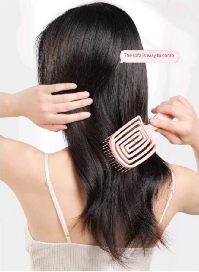 إسكدنيا مشط شعر مجوف مشط تدليك لتصفيف الشعر المجعد مشط رقيق باللون الوردي - Image 4