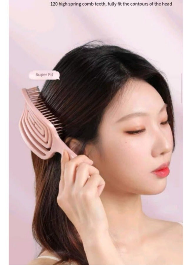 إسكدنيا مشط شعر مجوف مشط تدليك لتصفيف الشعر المجعد مشط رقيق باللون الوردي - Image 2