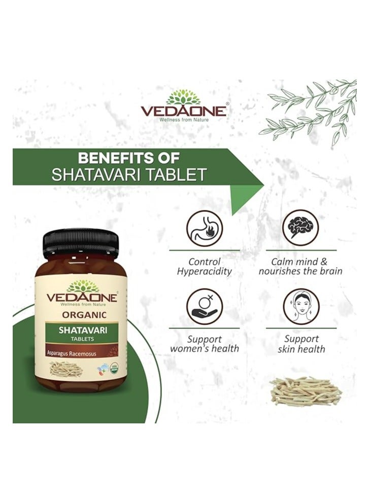 VEDAONE USDA Organic Shatavari 750mg 60 Tablets - Image 2
