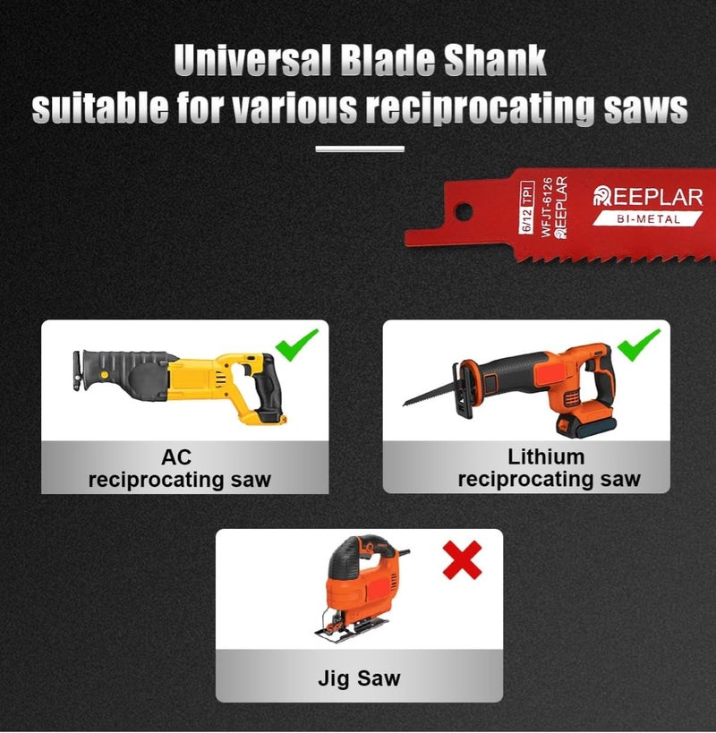 REEPLAR 10 Pack 6 inch 14/18 TPI Bi-Metal Auto Dismantling Sawzall Blade for Metal, 6â€ 18-TPI Reciprocating Saw Blades - Image 2