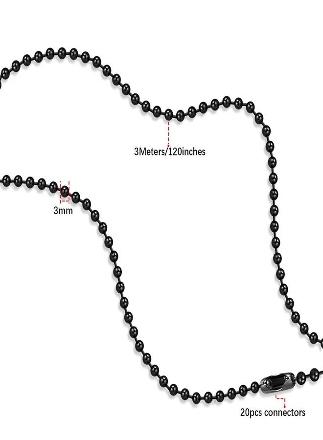Dotlite Black Ceiling Fan Pull Chain, 120" Extra Long Rust Proof 3mm Beaded Ball Light Pulls Extension Chains with 10Pcs Connectors - Image 2