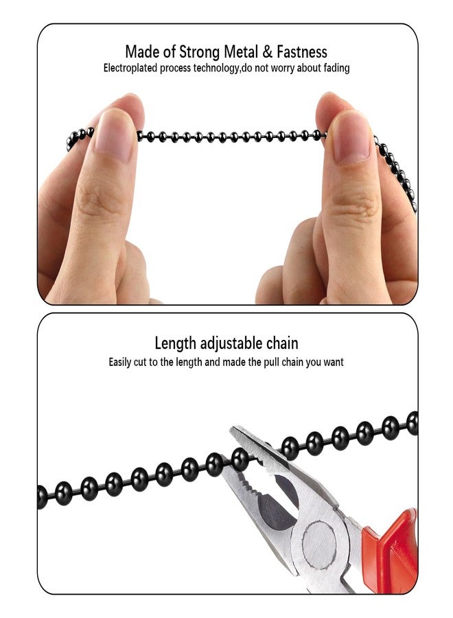 Dotlite Black Ceiling Fan Pull Chain, 120" Extra Long Rust Proof 3mm Beaded Ball Light Pulls Extension Chains with 10Pcs Connectors - Image 3