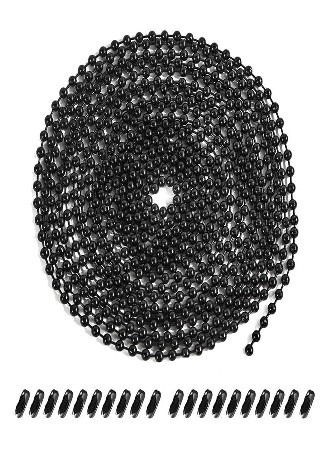 Dotlite Black Ceiling Fan Pull Chain, 120" Extra Long Rust Proof 3mm Beaded Ball Light Pulls Extension Chains with 10Pcs Connectors - Image 1