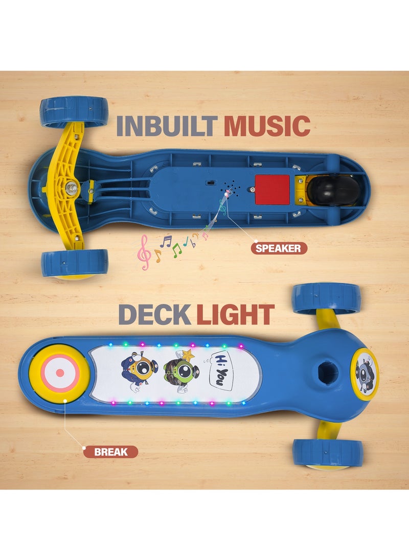 BAYBEE Baybee Rolo Skate Scooter for Kids 3 Wheel Kids Scooter with 3 Height Adjustable Baby Scooter with LED PU Wheels, Light & Music Kick Scooter for Baby Scooter for Kids 3 to 8 Years Boy Girl Lite Blue  - Image 4