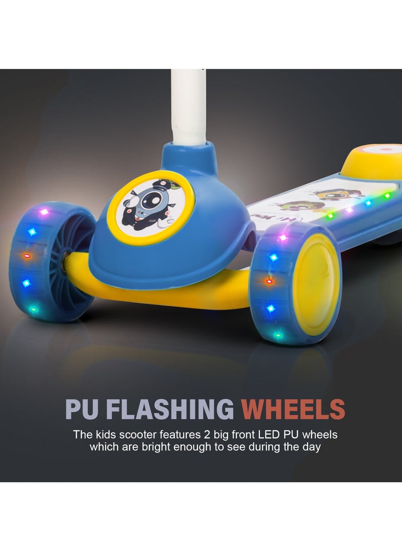 BAYBEE Baybee Rolo Skate Scooter for Kids 3 Wheel Kids Scooter with 3 Height Adjustable Baby Scooter with LED PU Wheels, Light & Music Kick Scooter for Baby Scooter for Kids 3 to 8 Years Boy Girl Lite Blue  - Image 3