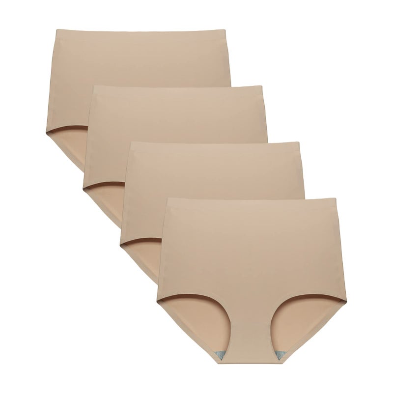 FallSweet No Show High Waist Briefs Underwear for Women Seamless Panties Multi Pack (Khaki (4-pack), m) - Image 1