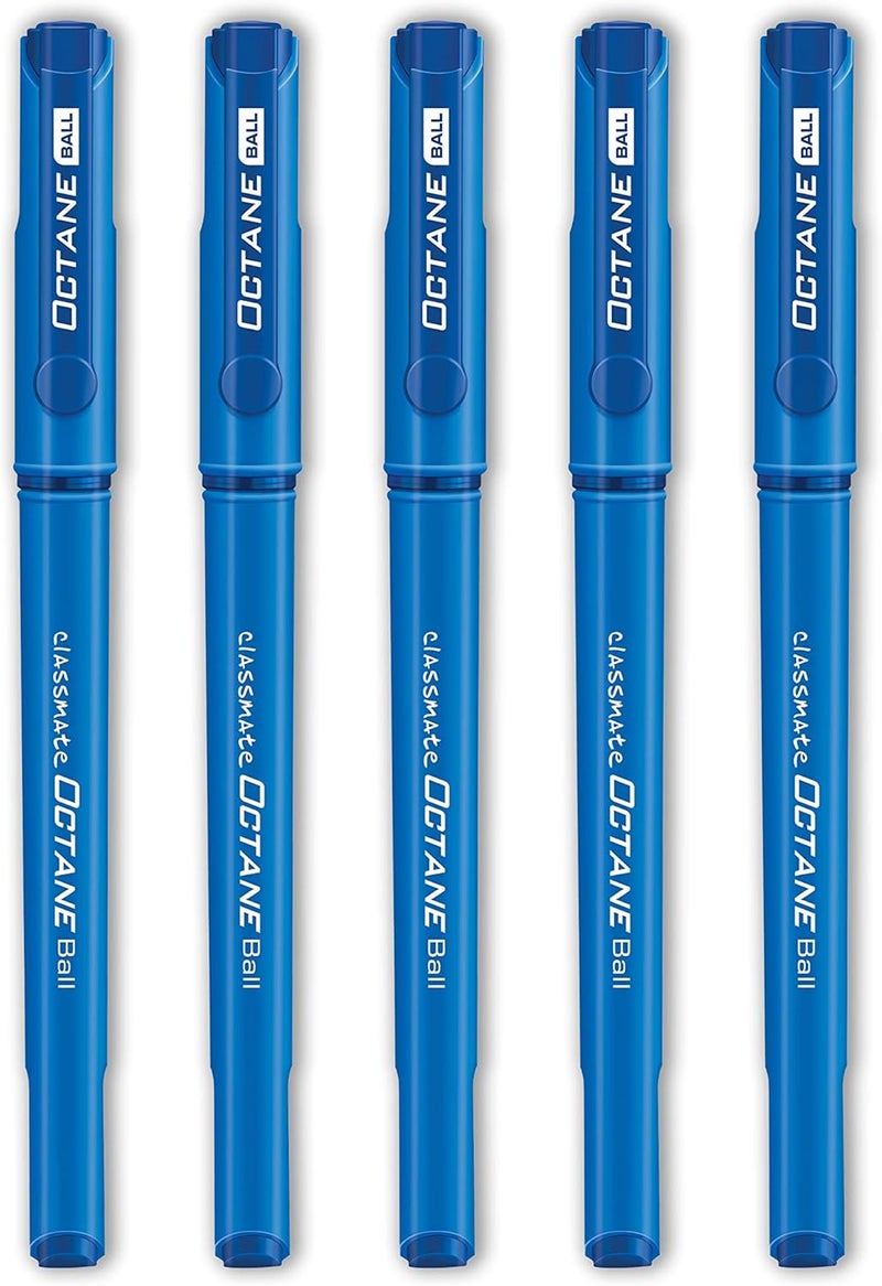 classmate Octane-Blue Ball Pens (Pack Of 5) Smooth & Fast Writing Ball Pens Comfortable To Hold & Write School & Office Stationery Work From Home Essentials - Image 2