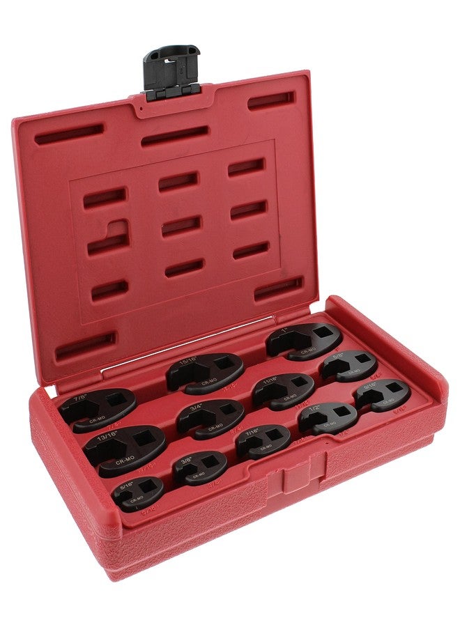 ABN Jumbo Crowfoot Flare Nut Wrench Set SAE Standard 12-Piece Tool Kit for 3/8in and 1/2in Drive Ratchet - Image 1