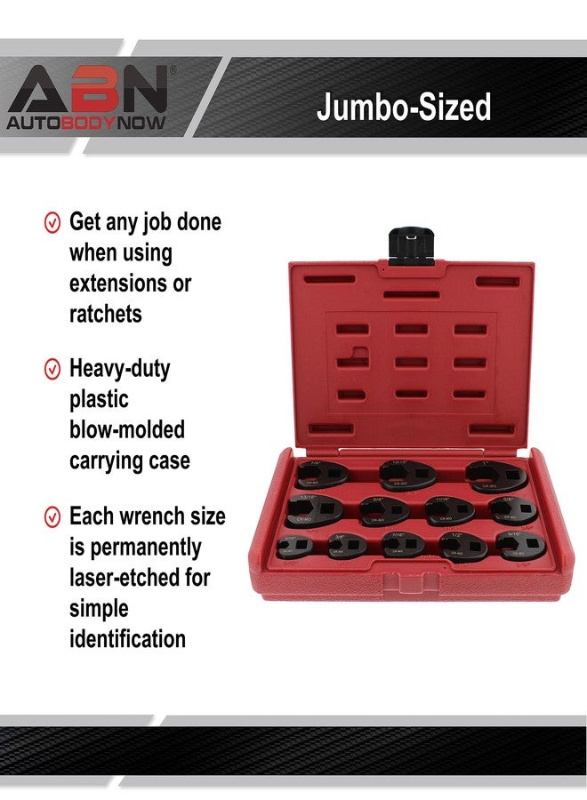 ABN Jumbo Crowfoot Flare Nut Wrench Set SAE Standard 12-Piece Tool Kit for 3/8in and 1/2in Drive Ratchet - Image 5