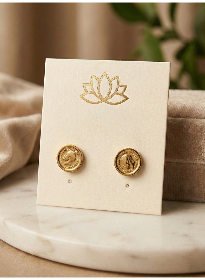 Trendyoom Gold Stainless Steel Coin Earrings with Classic Medallion Design – A Touch of Timeless Elegance - Image 2