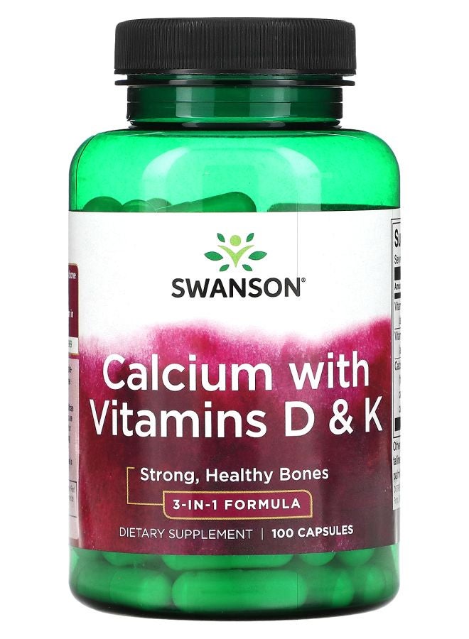 SWANSON كالسيوم مع فيتامينات د و ك 100 كبسولة