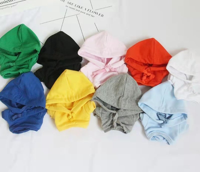 20cm Cotton Doll Hoodie Pure Color DIY light blue hooded sweater