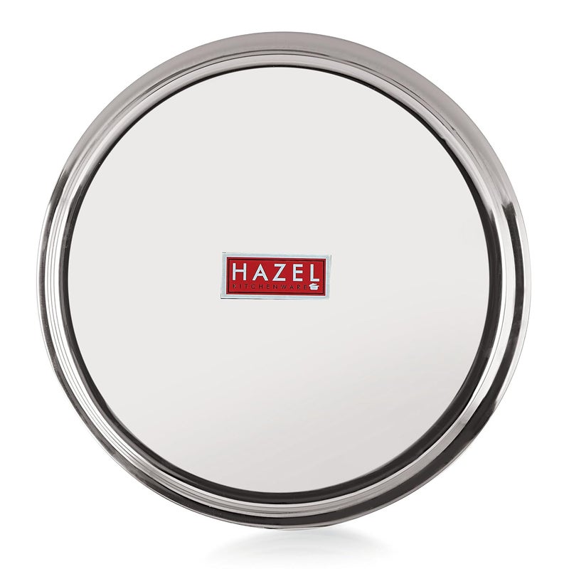 HAZEL Stainless Steel Plates Set Premium Mirror Finish Thali Set Stainless Steel Heavy Gauge Steel Plates Set for Dinner Lunch Set of 4 28 cm - Image 2