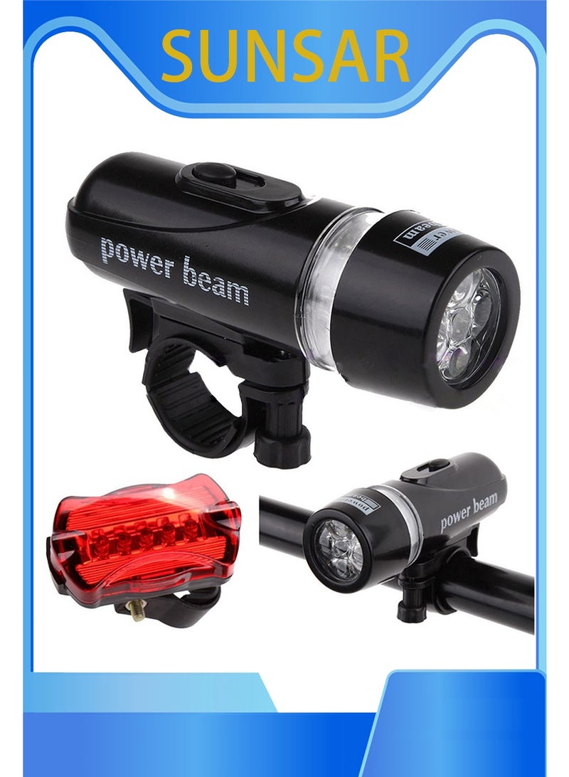 SUNSAR Bike Lights Set, LED Safety Light for Bicycle, Bicycle Headlight and Taillights Set, Fits All Mountain, Road Bike, Mountain Bike Night Riding Warning Front and Rear Light Set（Without battery） - Image 1