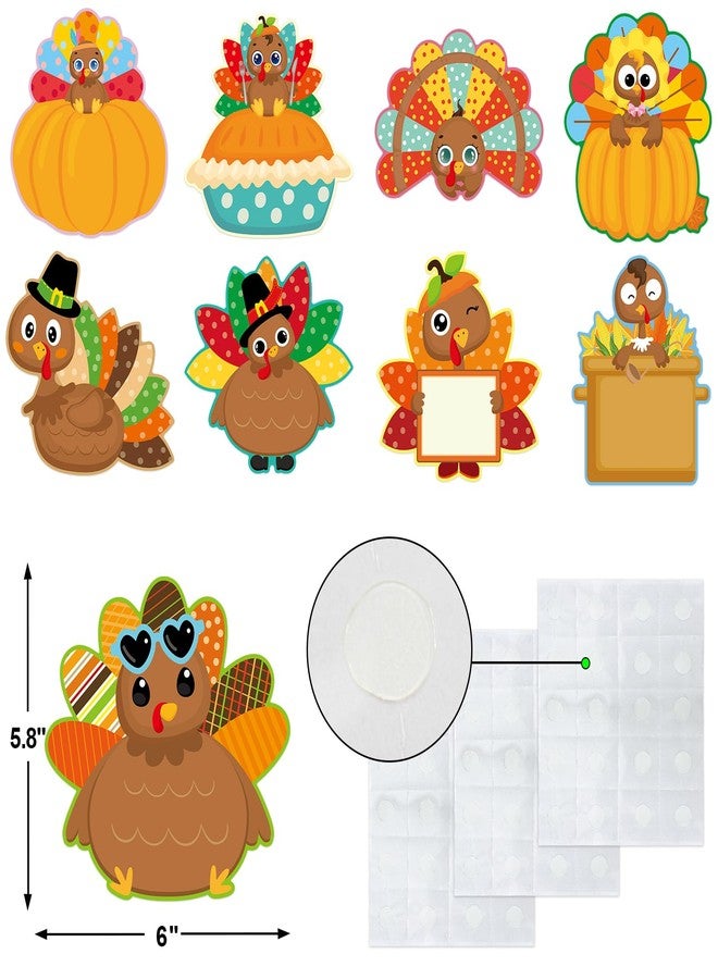 ceiba tree 54 Pcs Turkey Cutouts Thanksgiving Cut-Outs Fall Decor for Bulletin Board Classroom Party - Image 2