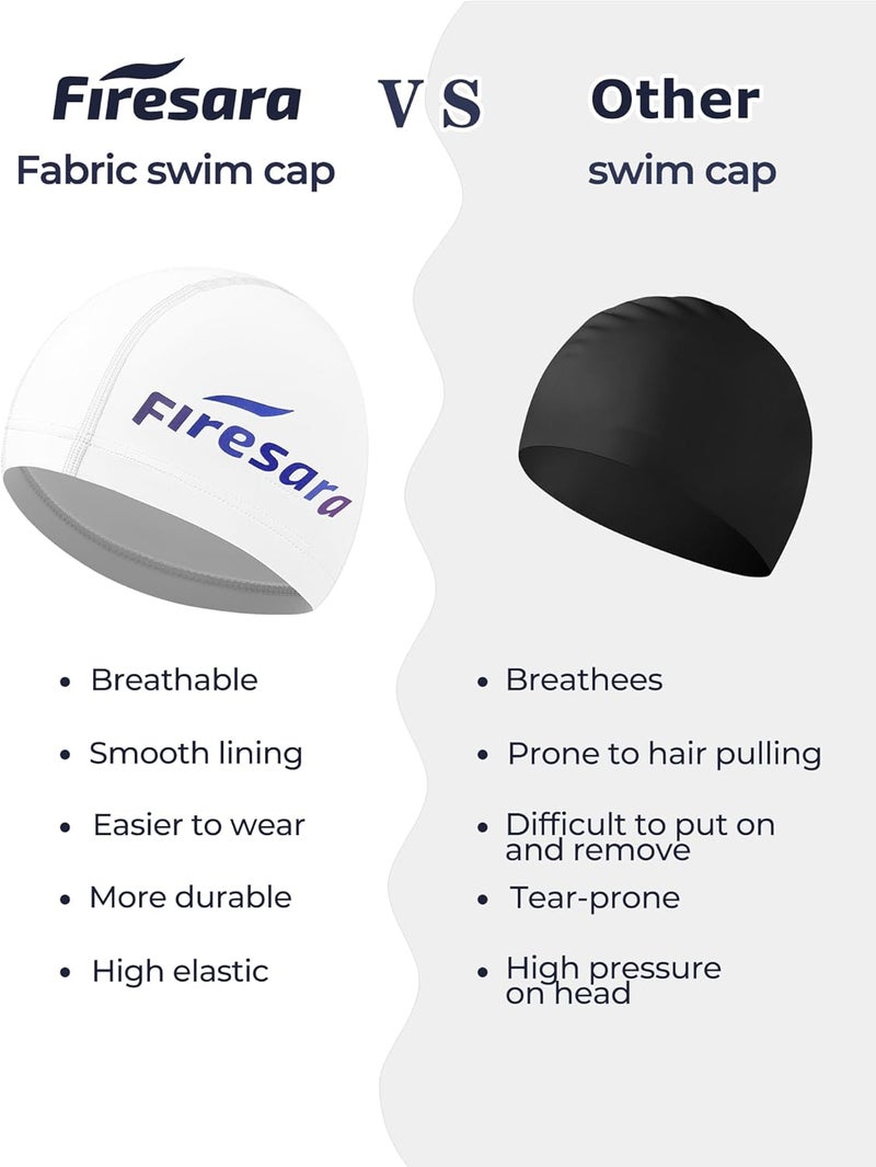 Firesara Fabric Swim Cap, High Elasticity Swimming Cap Keeps Hair Clean Breathable Fit Both Long Hair Short Hair, Swim Caps Woman Girls Men Kids One Size Hat - Image 3