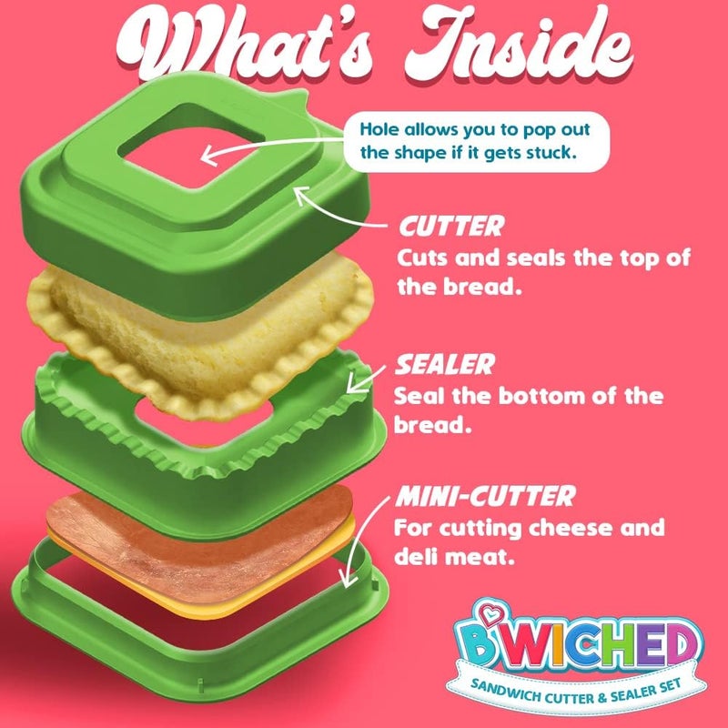 Savoychef Sandwich Cutter and Sealer - Crustless Sandwich Maker - Cut and Seal - Great for Lunchbox and Bento Box - Boys and Girls Kids Lunch - Sandwich Cutters for Kid (Square) - Image 3