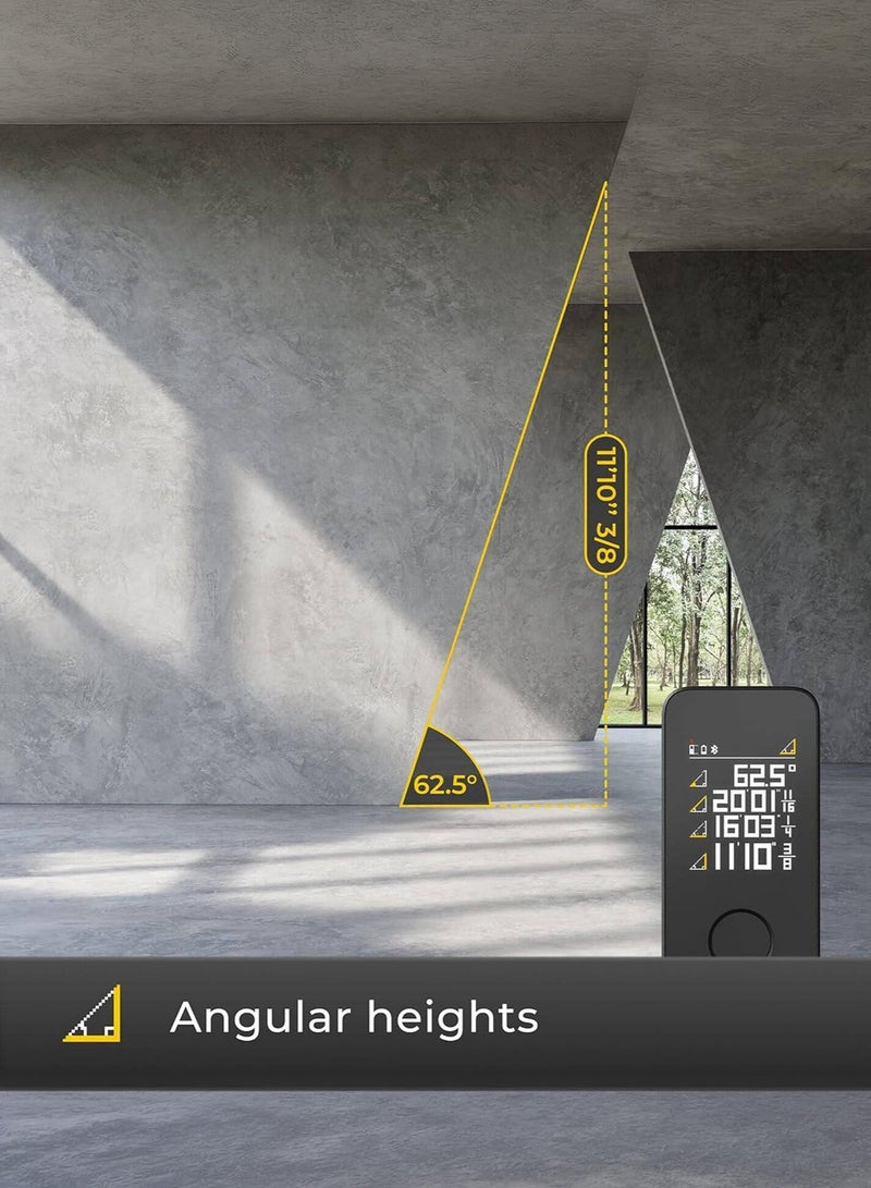 HOTO Real-time Measuring & One-button Operations: After starting the product, short press the power/measure button, and the present distance will be displayed in real-time. Single-button design for a facile and interactive experience. Measuring accuracy is plus ±1/16-in (2mm). It uses a harmless double laser head with a 0.2s instantaneous response to achieve higher efficiency - Image 3