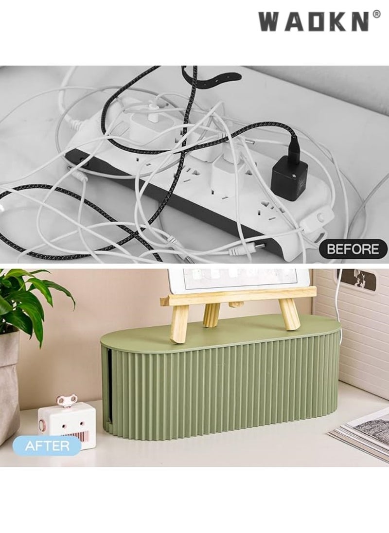 WAOKN Cable Management Box, Large Cable Organizer for Power Strips, Surge Protectors, Chargers, Adapters, TV Computer Wires - Cable Hider for Home/Office, Tidy and Protect Electronics  - Image 2
