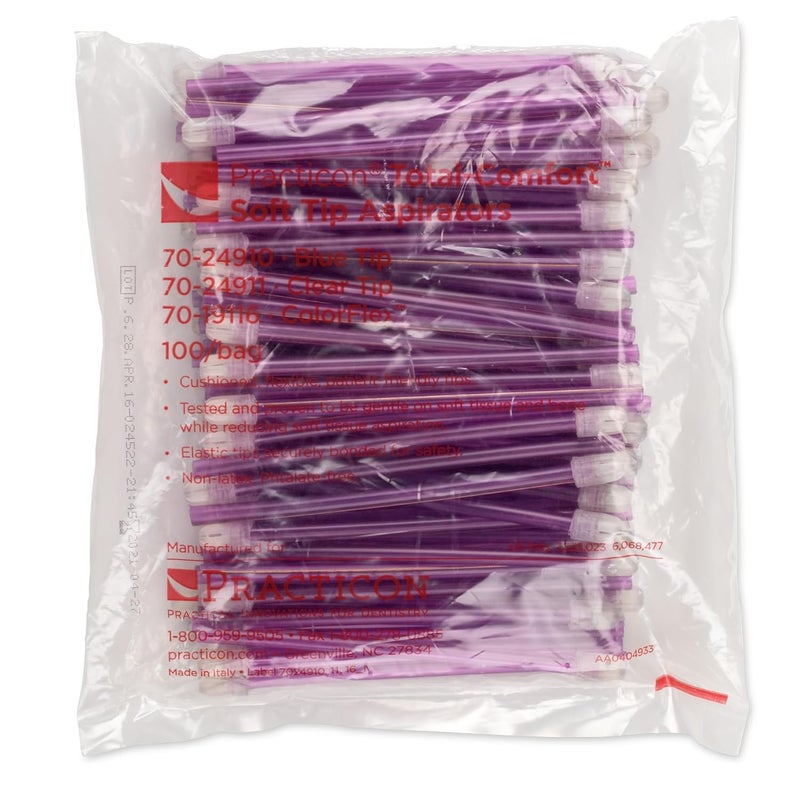 Practicon 7019116 PUR Total Comfort Colorflex Disposable Saliva Ejector, Purple, Pack of 100 - Image 5