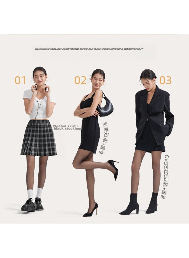 LUCKMEEY جوارب نسائية، عالية الجودة 0D شفافة للغاية، بنطلون ضيق حريري، لتقليل مظهر الساق، جوارب سوداء مضادة للتجاعيد - Image 5