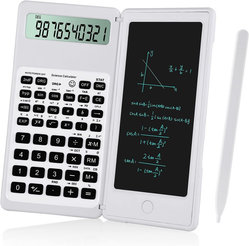 iPepul Scientific Calculators for Students, White Math Calculator with Notepad,10-Digit Large Screen, Classroom Must Haves for Middle High School Supplies & College (White) - Image 1