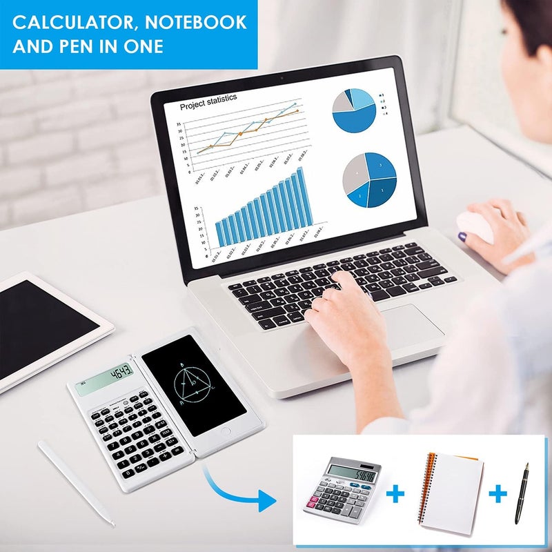 iPepul Scientific Calculators for Students, White Math Calculator with Notepad,10-Digit Large Screen, Classroom Must Haves for Middle High School Supplies & College (White) - Image 2