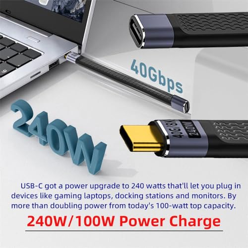 Tobo 240W USB C to USB C 0.4FT Flexible Cable Support Thunderbolt 4/3/USB4, 8K@60HZ Display,40Gbps Data Transfer for PowerBank,External SSD,Docking,M-Book,Phone (TD-1164CC) - Image 3