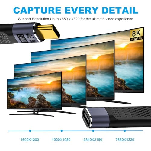 Tobo 240W USB C to USB C 0.4FT Flexible Cable Support Thunderbolt 4/3/USB4, 8K@60HZ Display,40Gbps Data Transfer for PowerBank,External SSD,Docking,M-Book,Phone (TD-1164CC) - Image 2