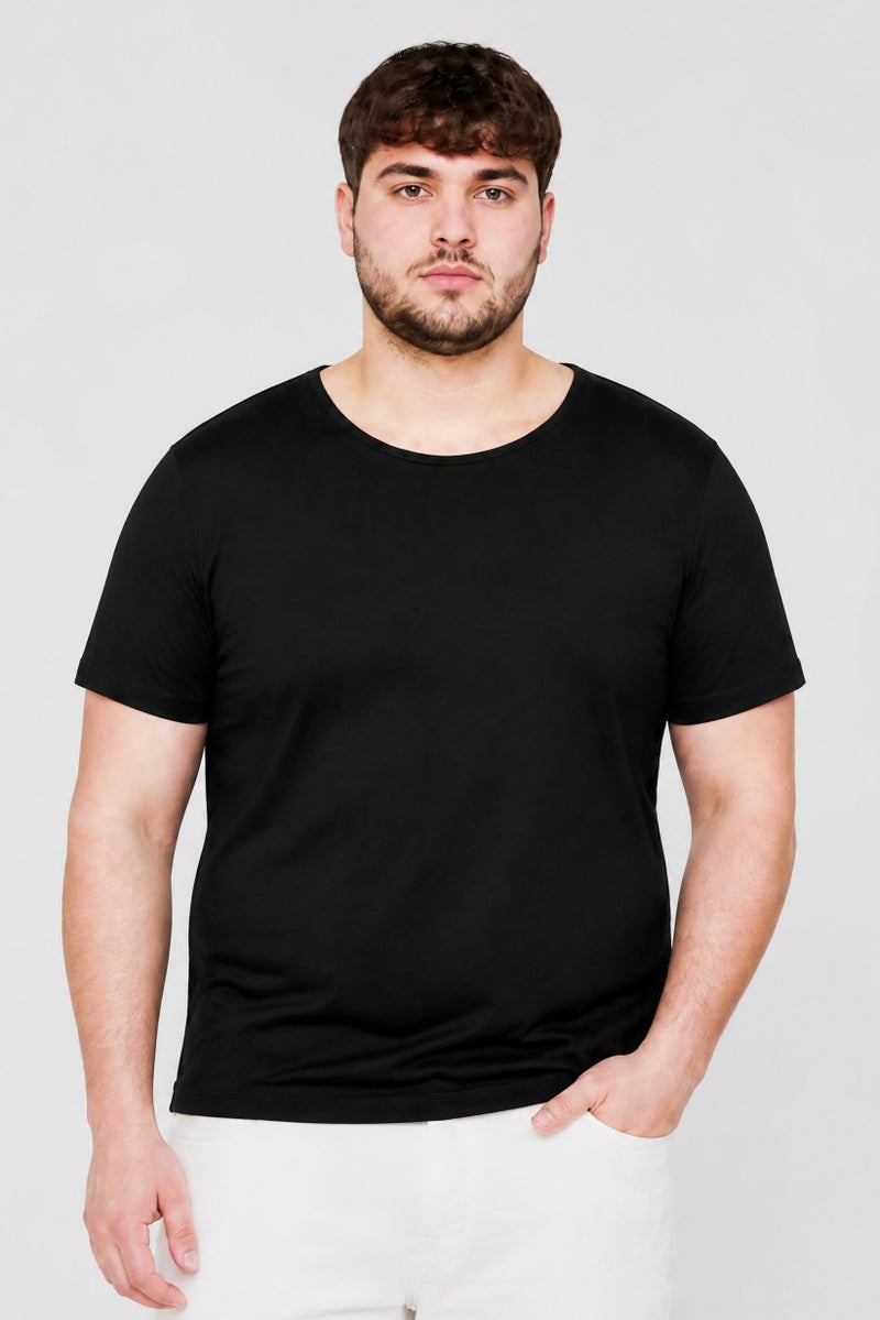 LEE Men Crew Neck Short Sleeve Plain T-Shirt, Black - Image 1