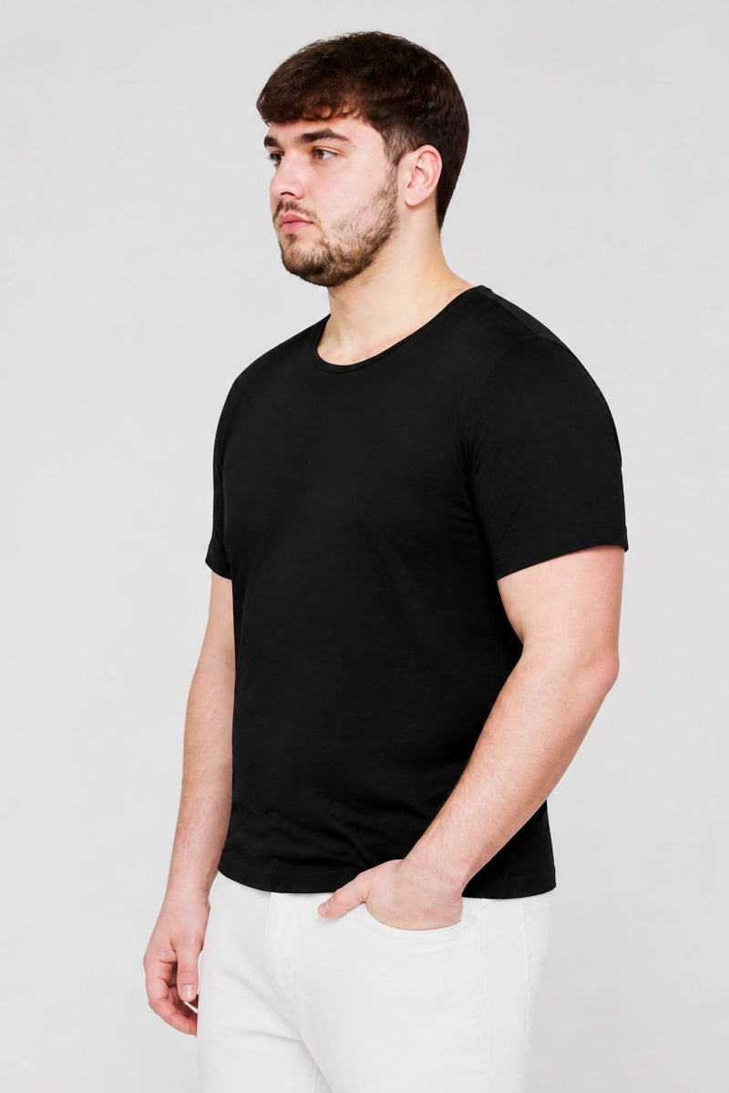 LEE Men Crew Neck Short Sleeve Plain T-Shirt, Black - Image 4