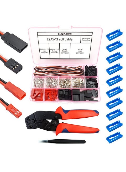 55 Sets Servo Plug Male Female Connector Crimp Pin Cable Kit with Crimping Tool Compatible JST SYP Futaba for Hitec Spektrum RC