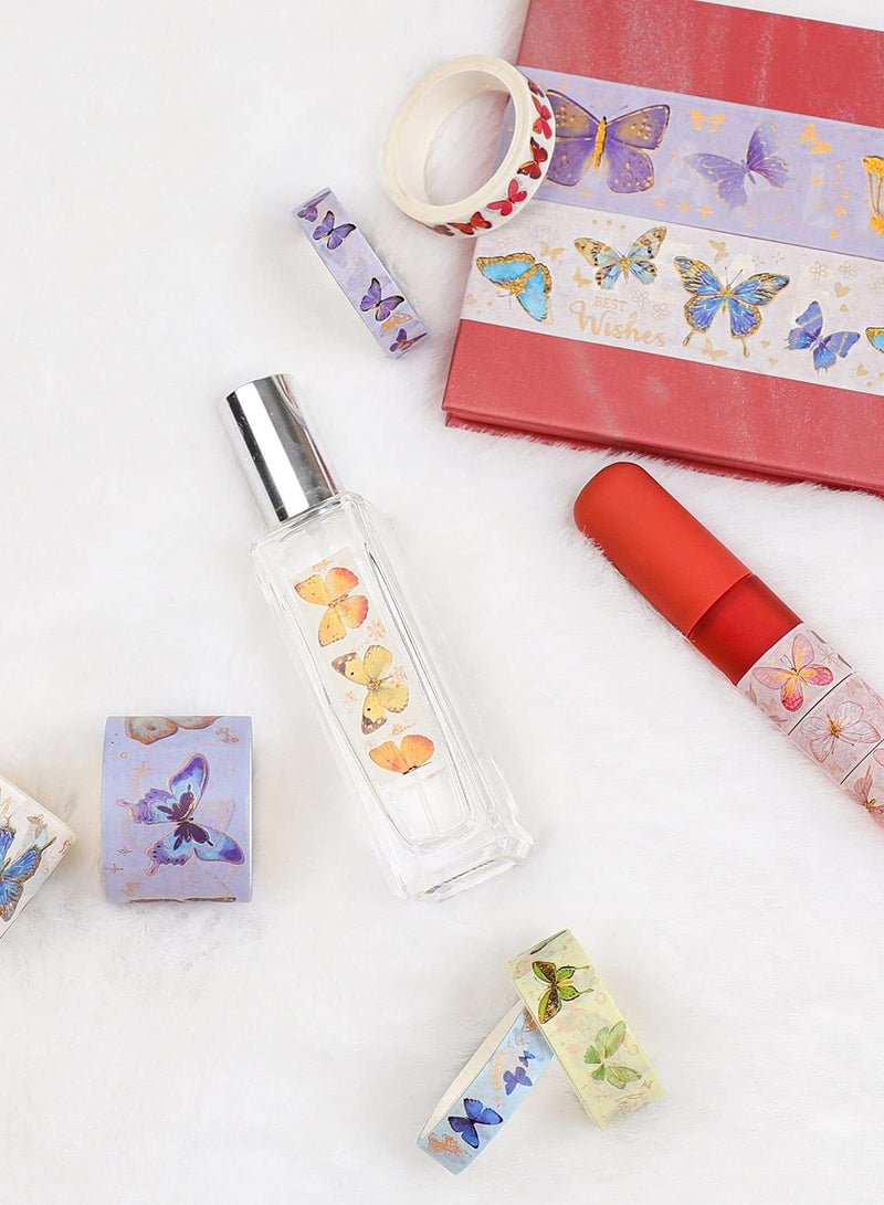 Colorful Butterfly Washi Tape Set with Gold Foil - 10 Rolls in 5 Sizes for Decorative Scrapbooking, DIY Crafts, Gift Wrapping, and Bullet Journaling for Kids and Adults. - Image 4