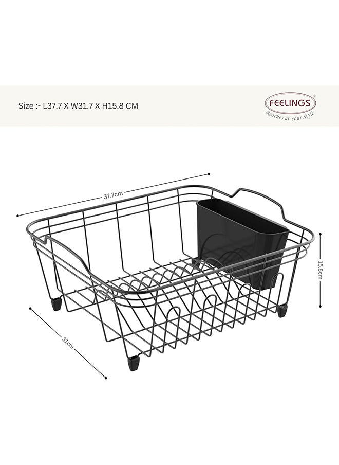 Feelings Dish Rack Pot | Compact Stainless Steel Kitchen Organizer for Plates, Utensils & Cutlery | Space-Saving Dish Drainer (37x15cm)  - Image 2