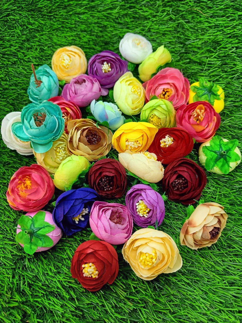 VRB Dec™ 12 Pcs Artificial Pheony/Dahlia/Rose Flowers Fake Water Floating Flowers for Pooja Thali, Festival and Events, Home Decor,Diwali Decoration Items and DIY(Multicolor) (Small Pheony - 12 Pcs) - Image 1